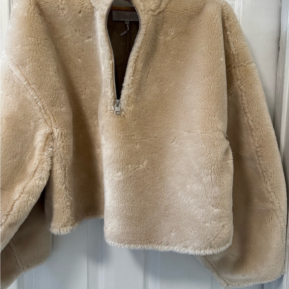 Frame Denim Beige Faux Fur Jacket